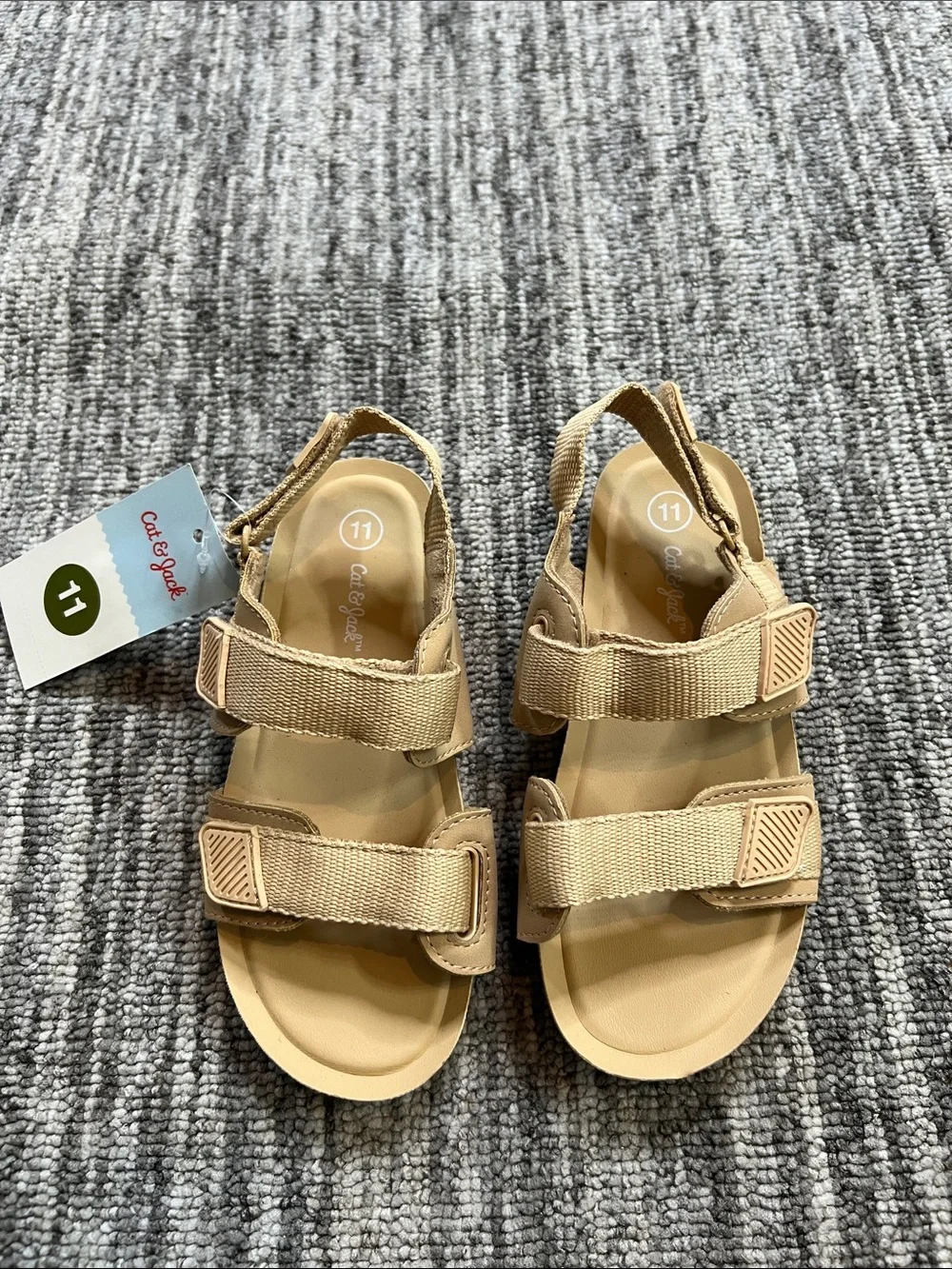 Cat & Jack Beige Hook-and-Loop Kids Sandals Size 11
